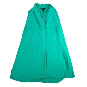 Le Chateau Womens Green Sleeveless Shawl Collar Button Front Blouse Size S